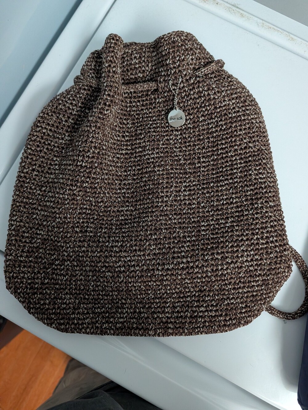 The Sak Dylan Crochet Brown Drawstring Women’s Bag